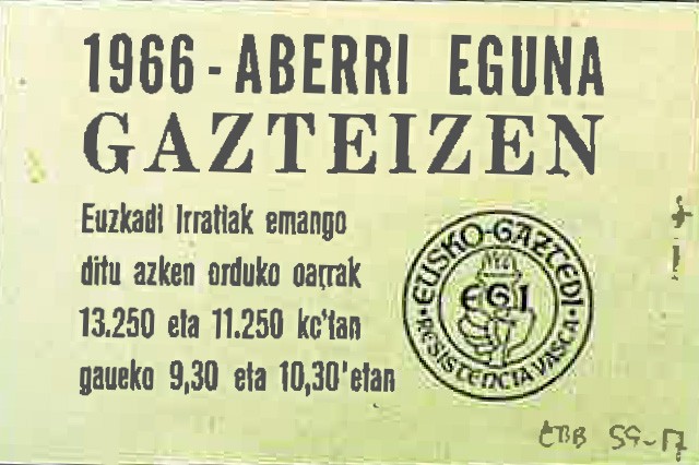 Euskal Abertzaletasunaren Museoa - Bitxiak - Aberri Eguna 1966. Dibisioa iritsi da