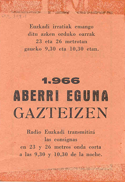 Euskal Abertzaletasunaren museoa - Aberri Eguna 1966 - Bolandera