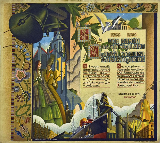 Imagen de la invitación a las bodas de oro de Don Ramón de la Sota y Llano & Catalina de Aburto Uribe